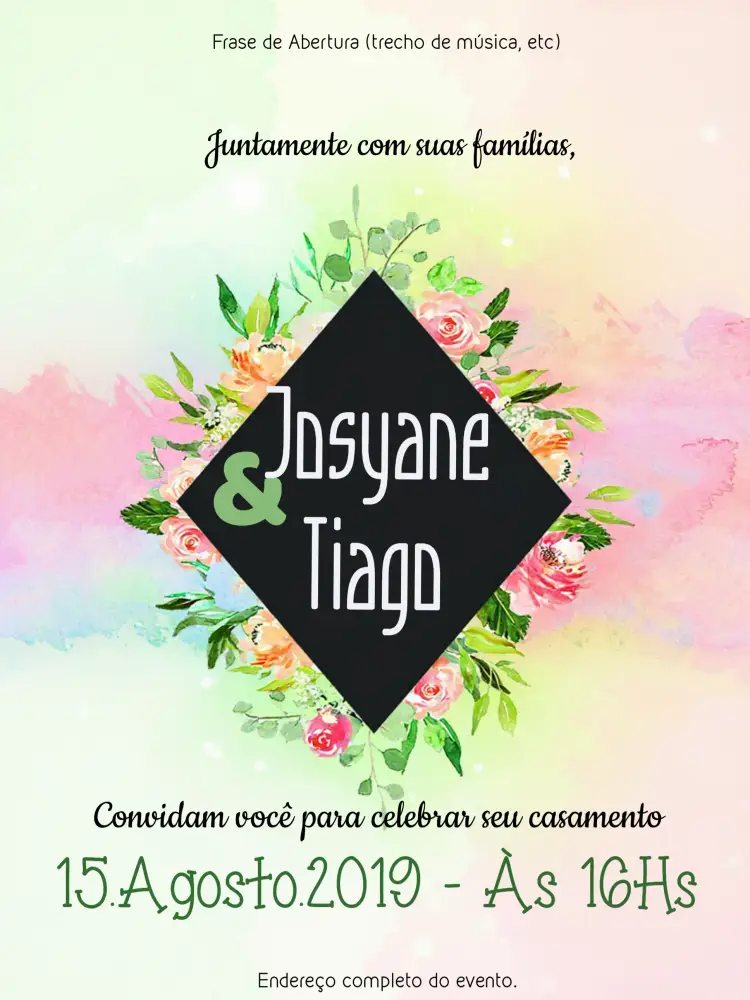 Convite Casamento Floral Aquarela