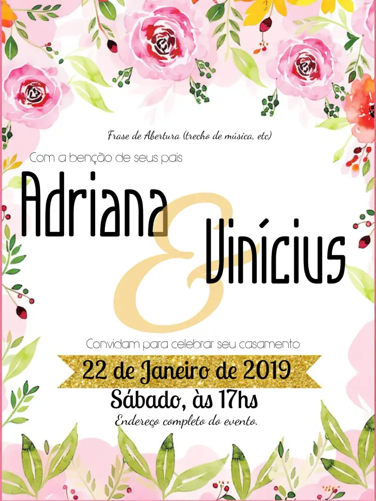 Convite Casamento Floral Aquarela