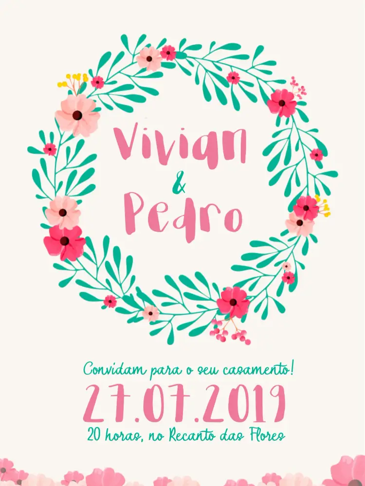 Convite Casamento Floral Aquarela Flores