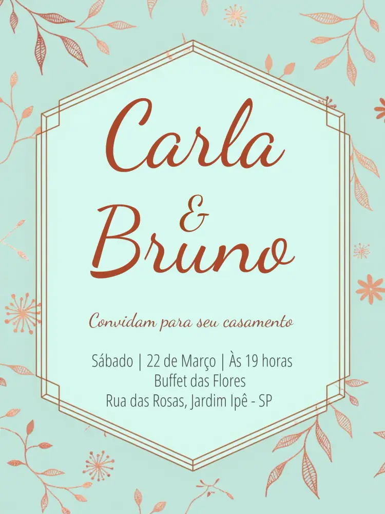 Convite Casamento Floral Arabescos