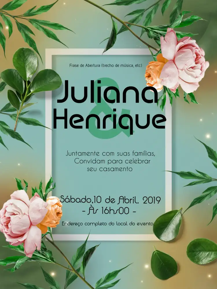 Convite Casamento Floral Azuis – tema Casamento floral, romântico, elegante, moderno, minimalista