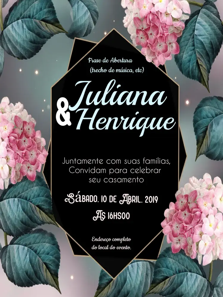 Convite Casamento Floral Azuis