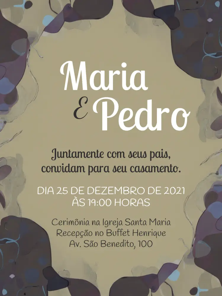 Convite Casamento Floral Azul