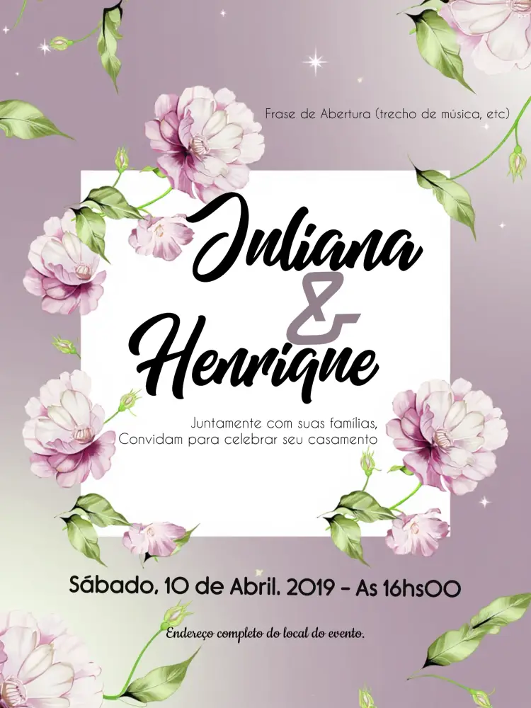 Convite Casamento Floral Azul