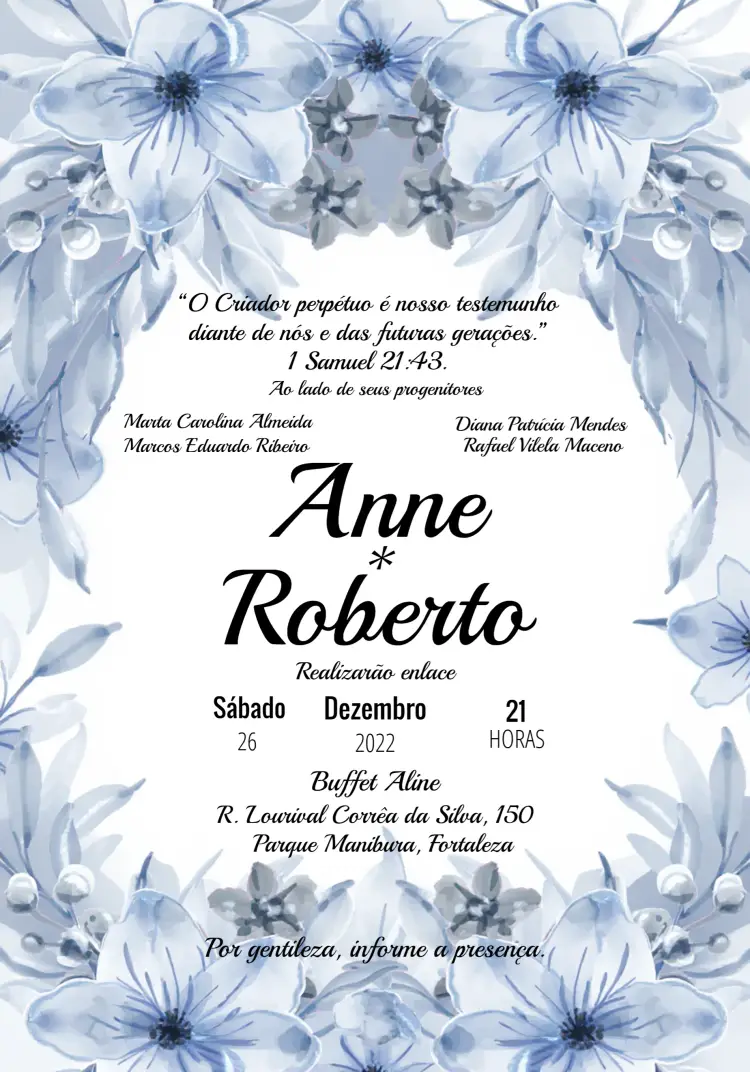 Convite Casamento Floral Branco