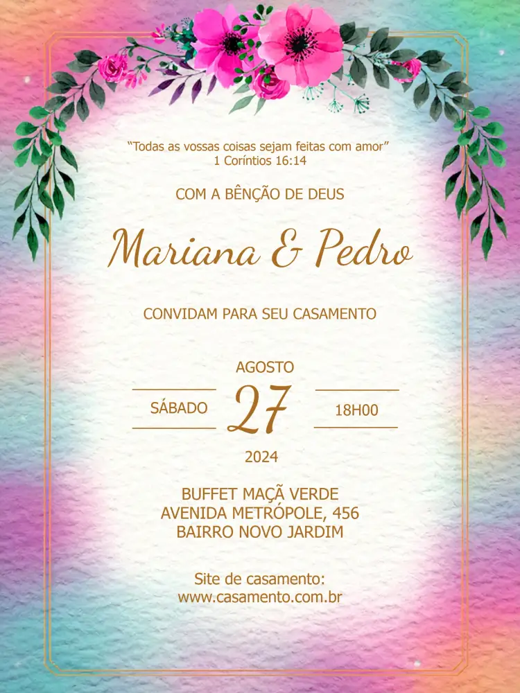 Convite Casamento Floral Branco