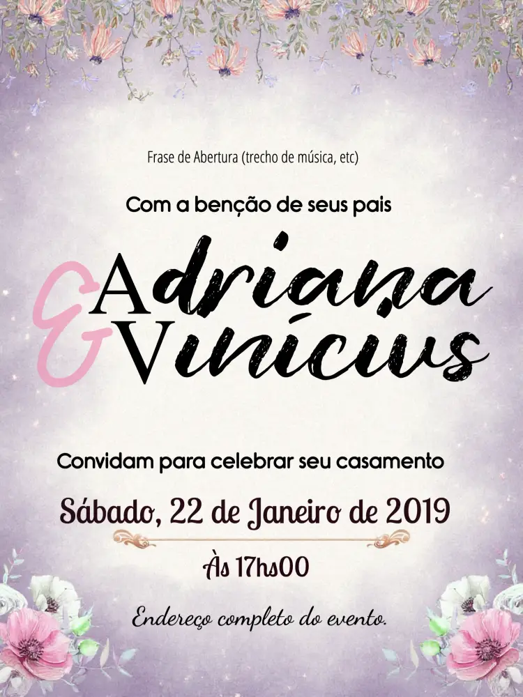 Convite Casamento Floral Branco