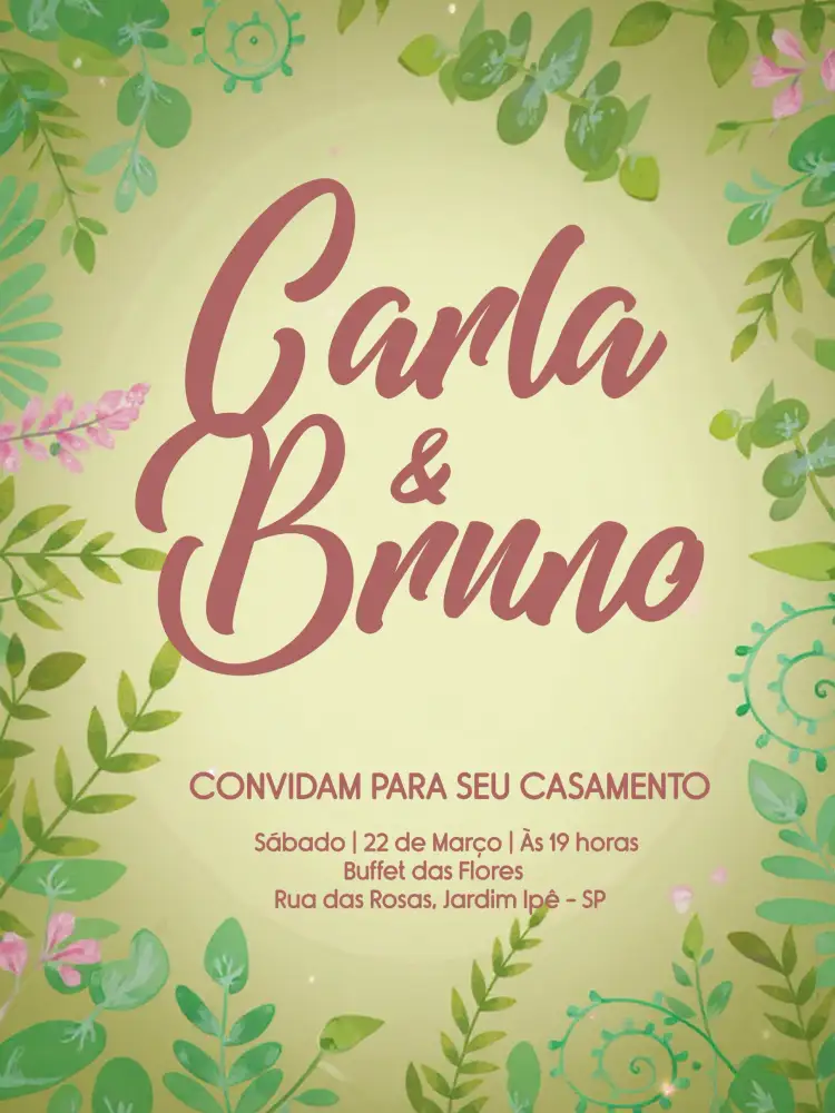 Convite Casamento Floral Branco – tema Casamento floral, moderno, delicado, romântico, branco e rosa, elegante