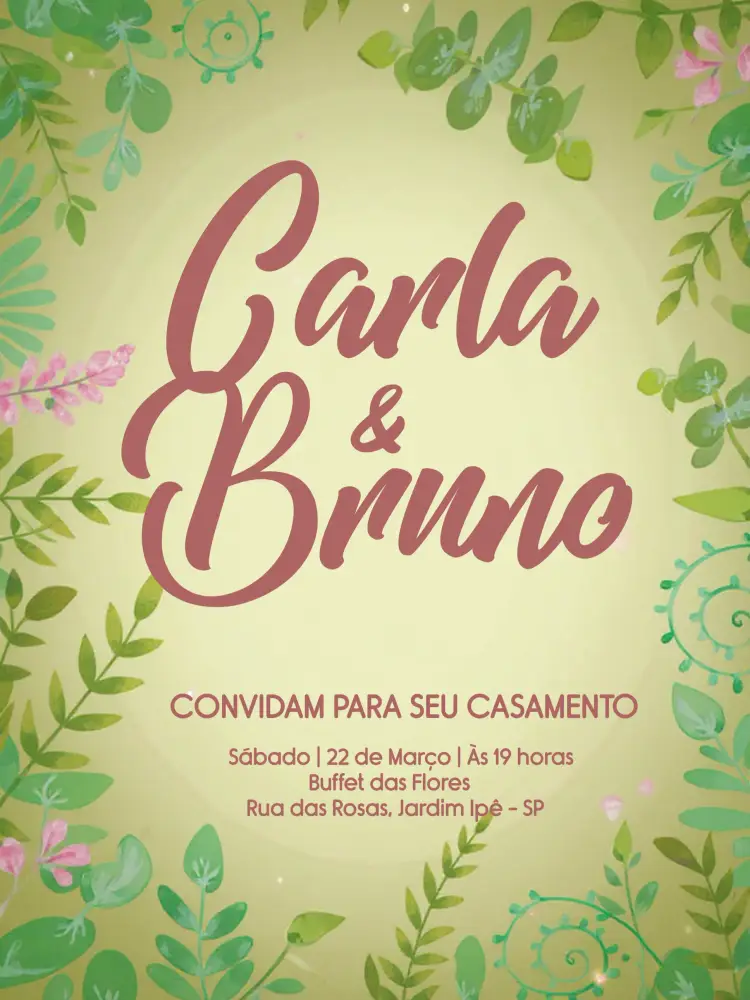 Convite Casamento Floral Branco