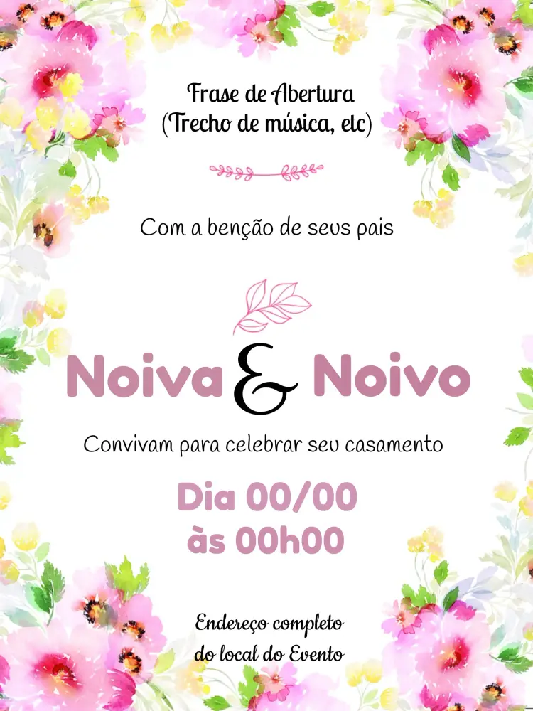 Convite Casamento Floral Branco