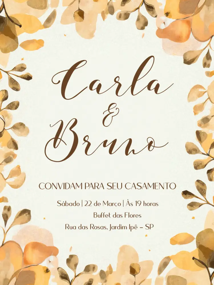 Convite Casamento Floral Branco