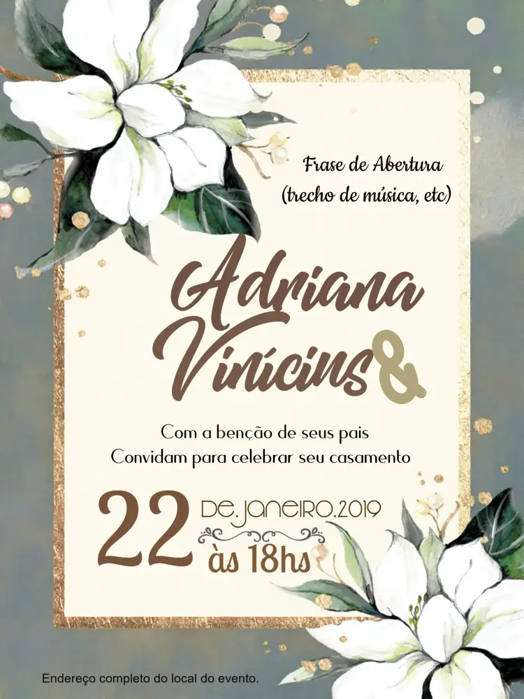 Convite Casamento Floral Branco