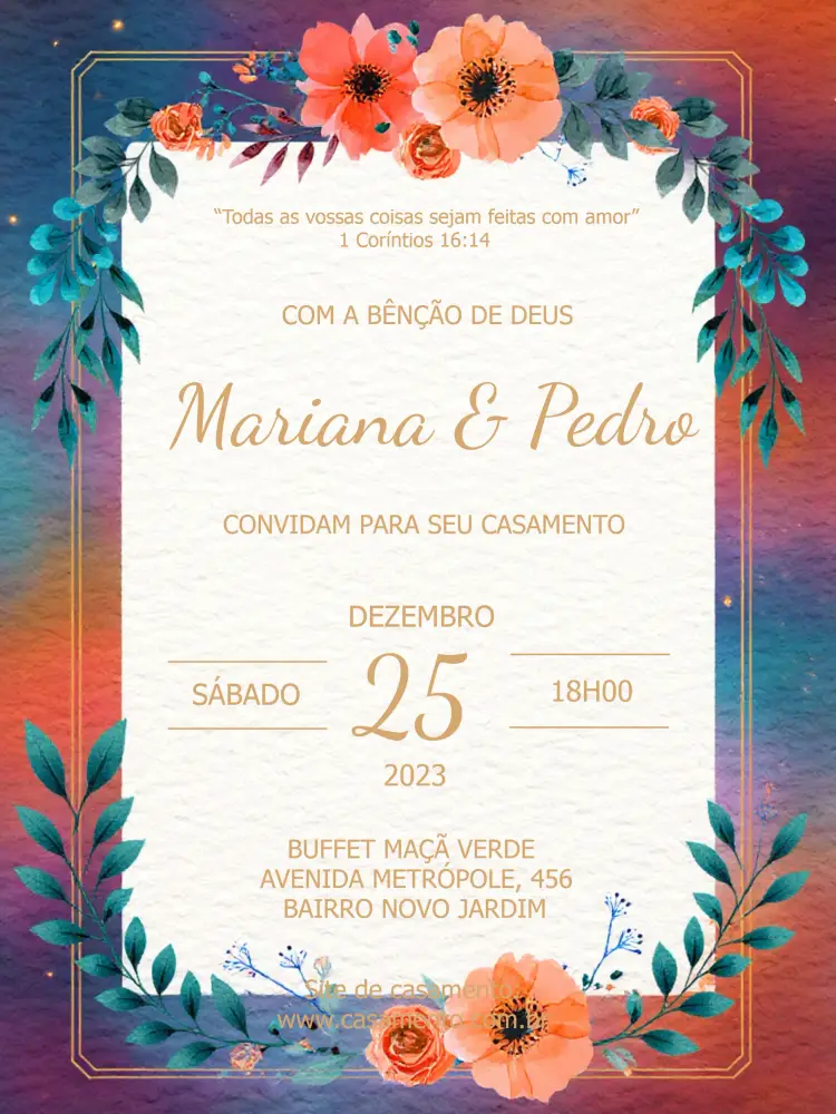 Convite Casamento Floral Branco