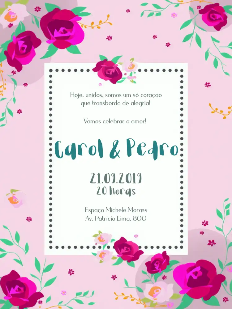Convite Casamento Floral - Branco Verde – tema Casamento floral, romântico, minimalista, moderno, natural, elegante