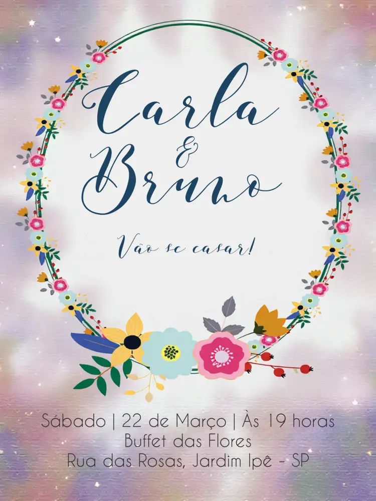 Convite Casamento Floral Delicado