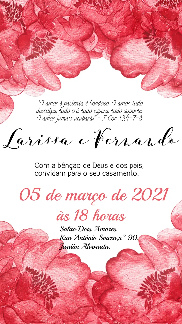 Convite Casamento Floral Delicado