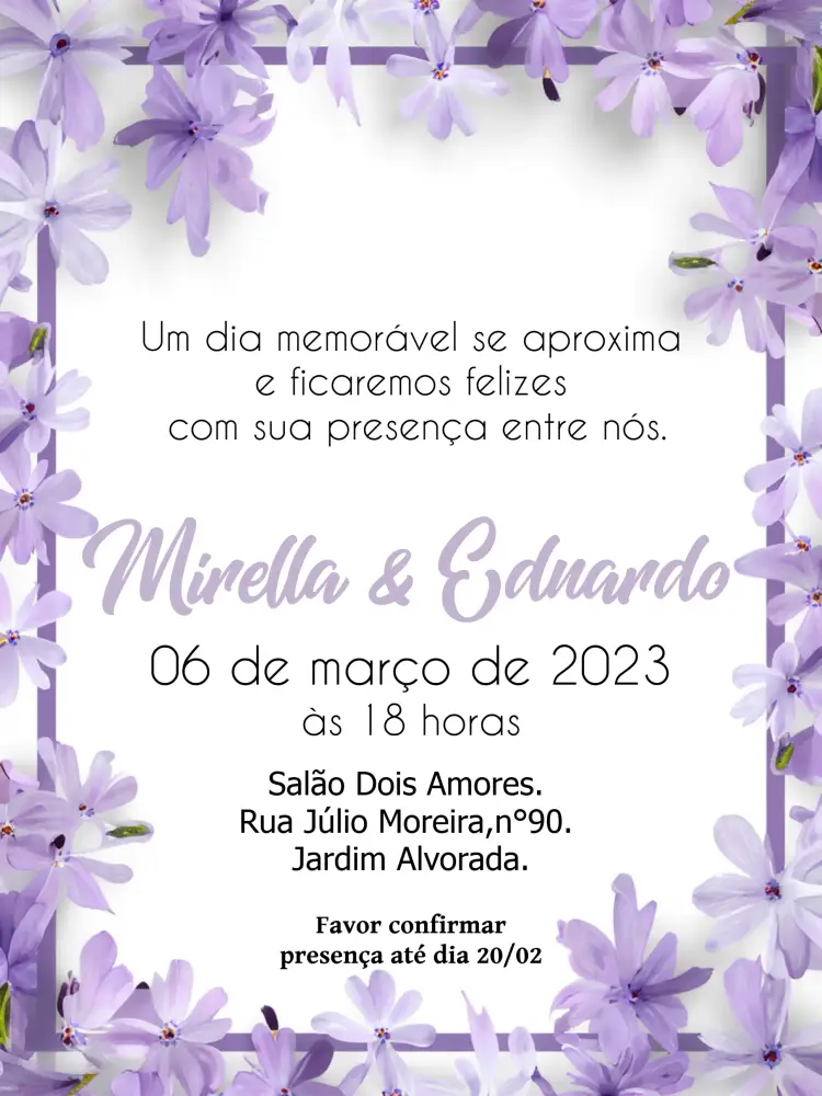 Convite Casamento Floral Delicado