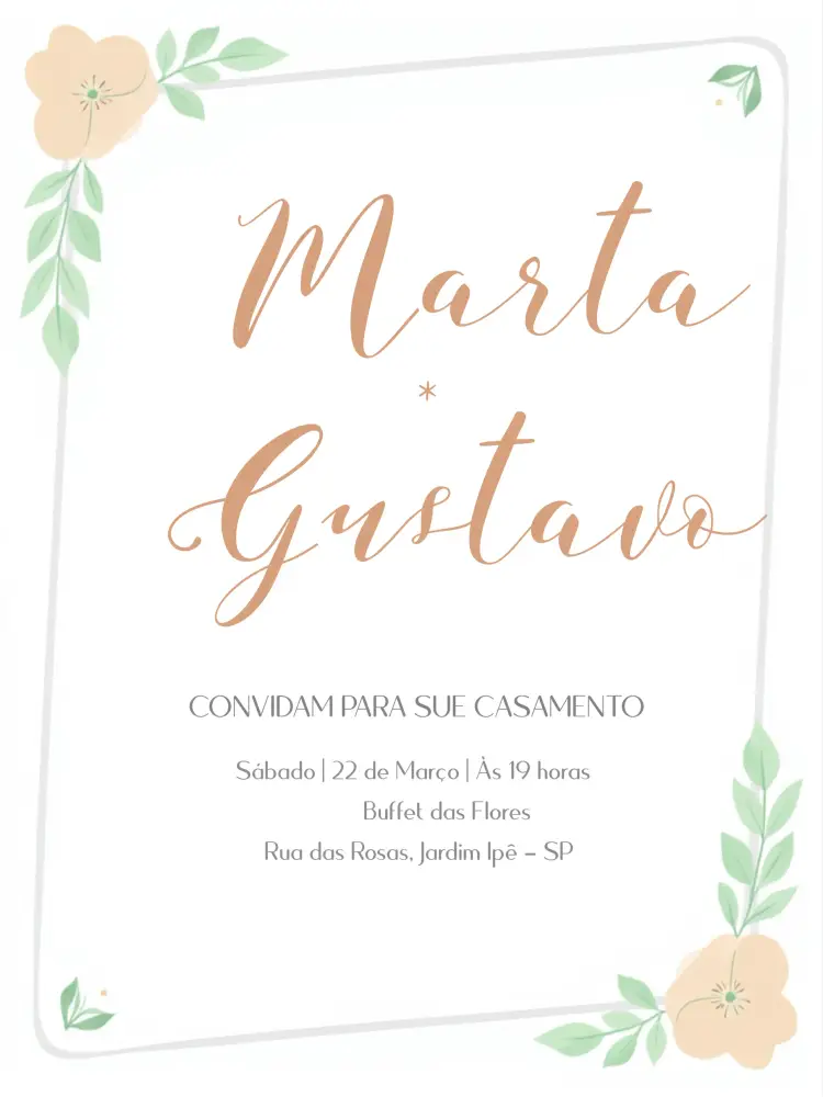 Convite Casamento Floral Delicado