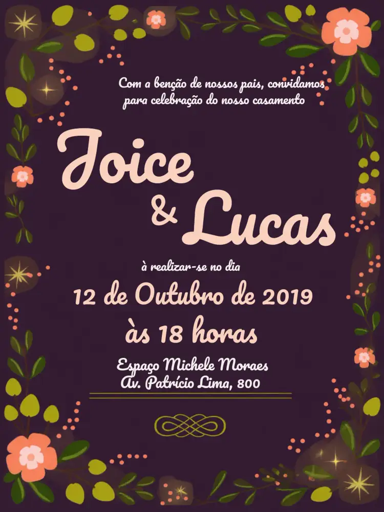 Convite Casamento Floral Elegante Civil – tema Mais pesquisados floral, moderno, elegante, colorido, clássico, minimalista
