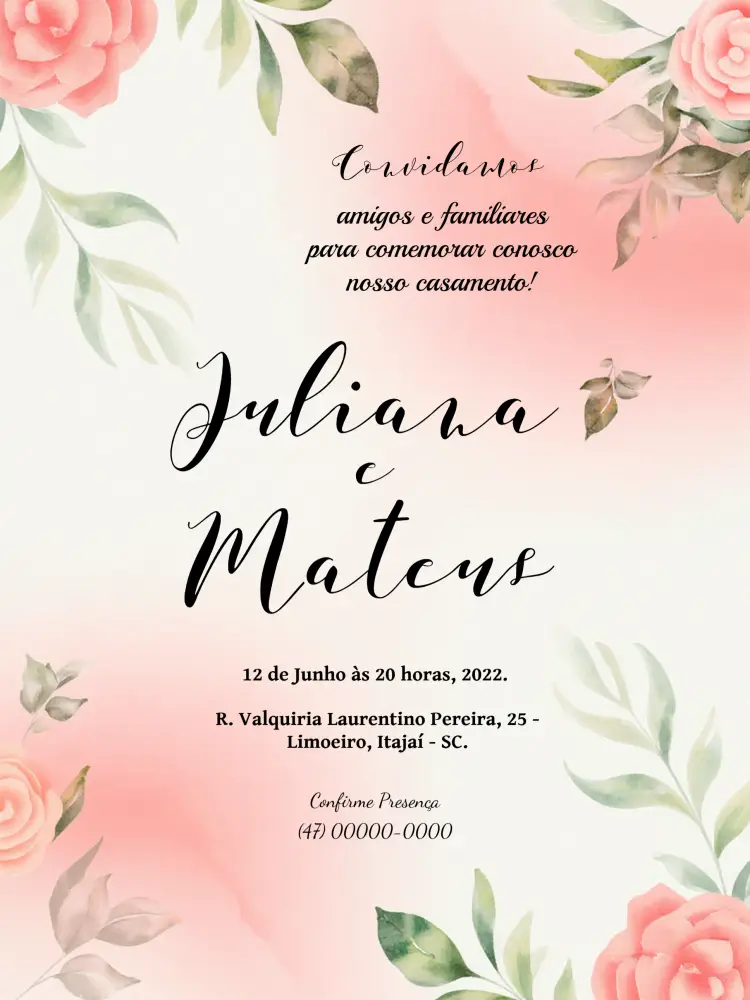 Convite Casamento Floral Flores