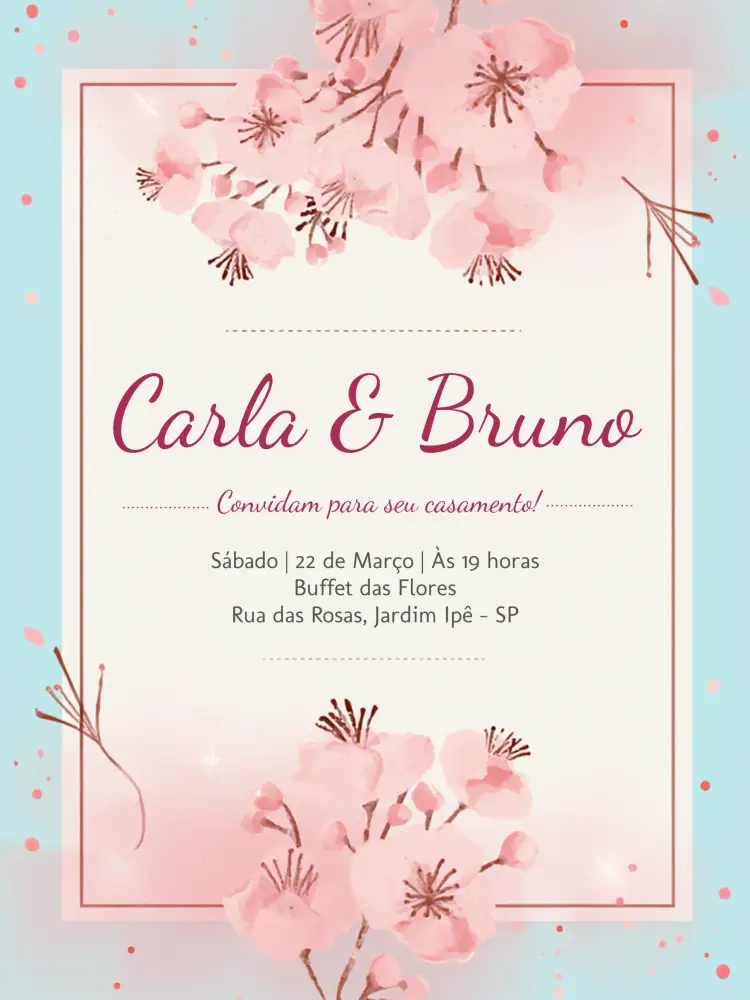Convite Casamento Floral Flores