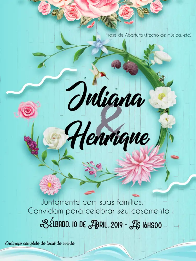 Convite Casamento Floral Flores – tema Casamento floral, elegante, romântico, moderno, minimalista, azul e lilás