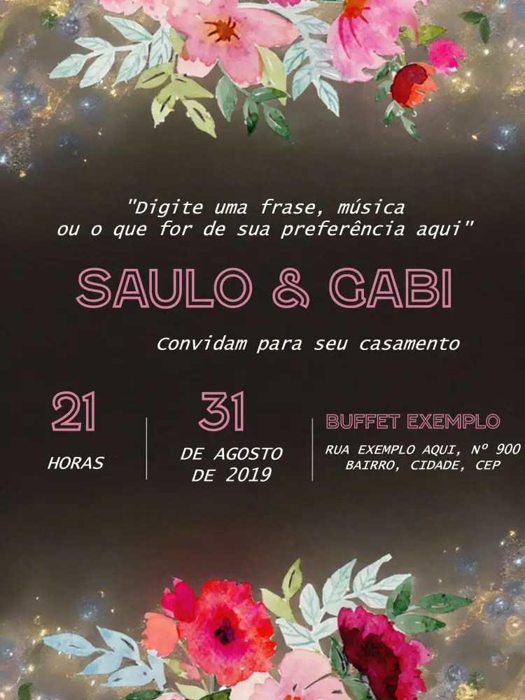 Convite Casamento Floral Flores
