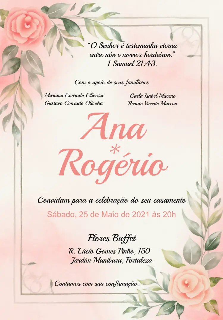 Convite Casamento Floral Flores