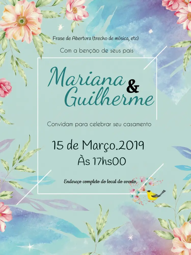 Convite Casamento Floral Flores