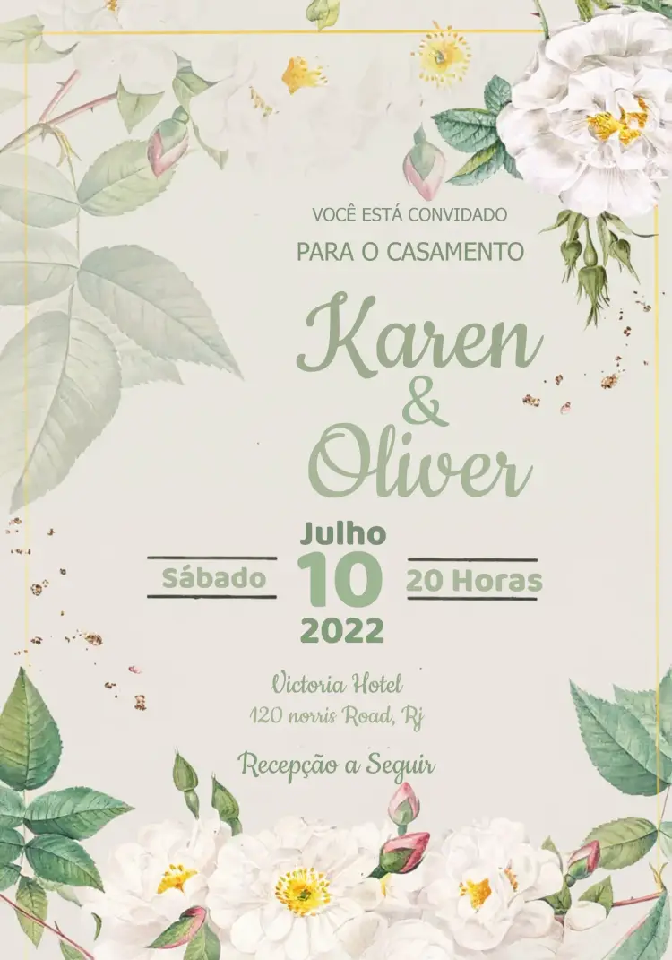 Convite Casamento Floral Flores