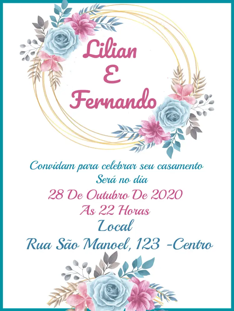 Convite Casamento Floral Folha – tema Casamento floral, romântico, rústico, elegante, moderno, naturais