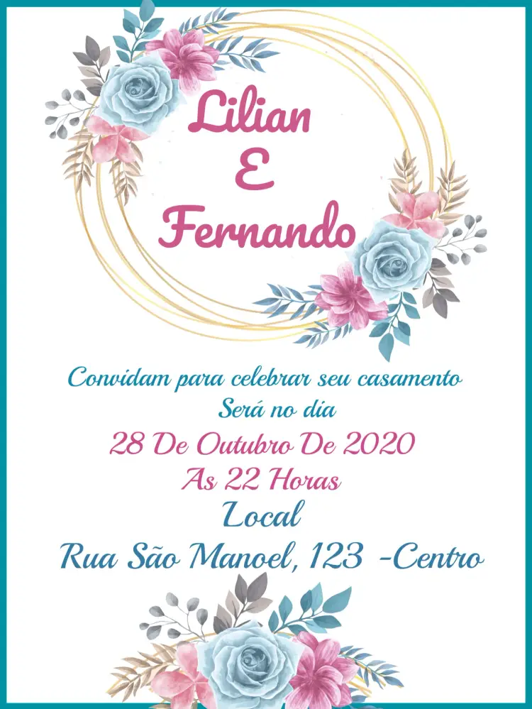 Convite Casamento Floral Folha