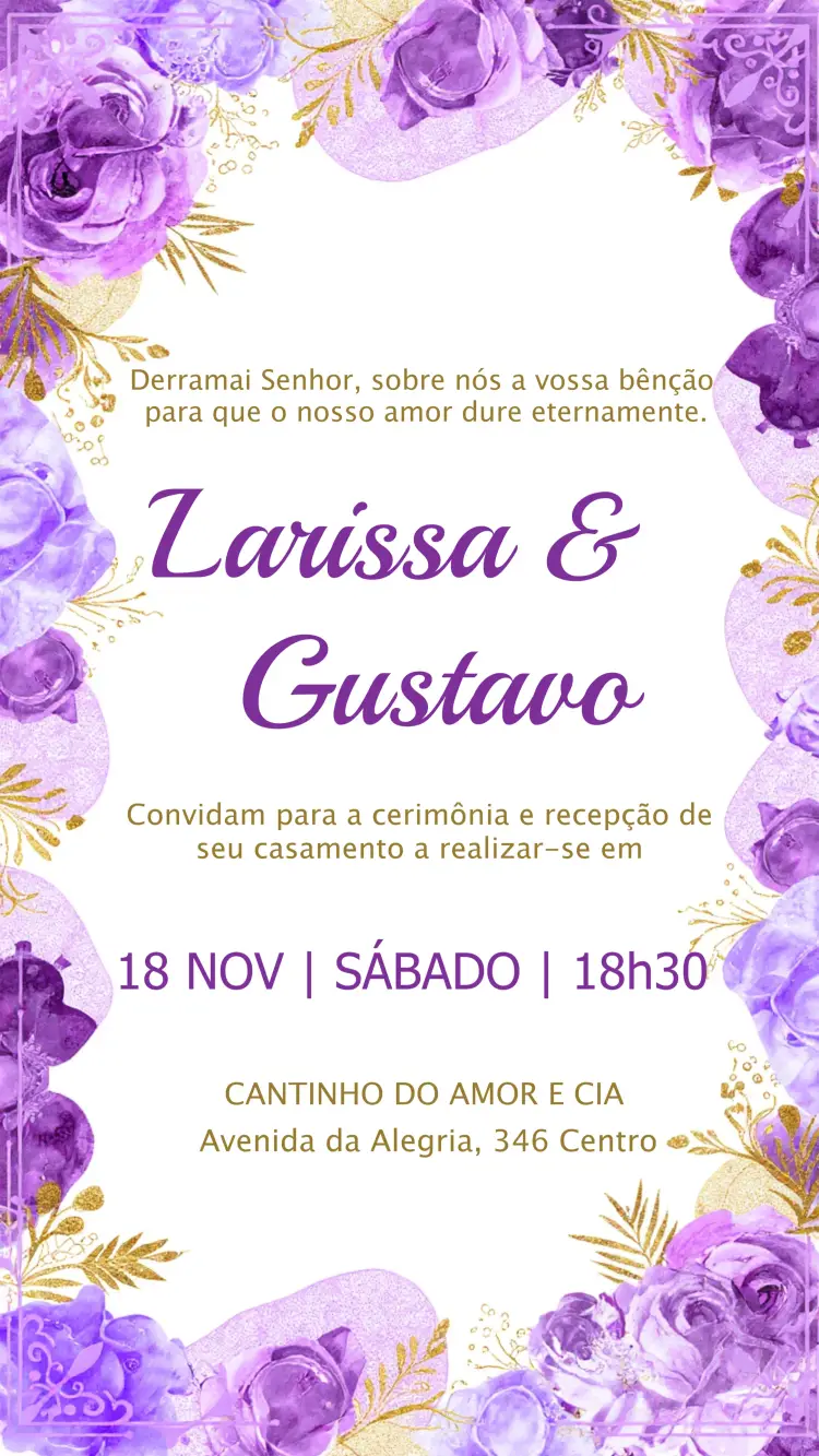 Convite Casamento Floral Lilas