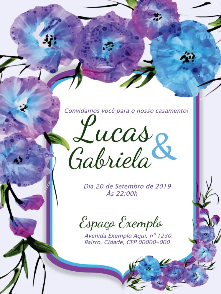 Convite Casamento Floral Lilás