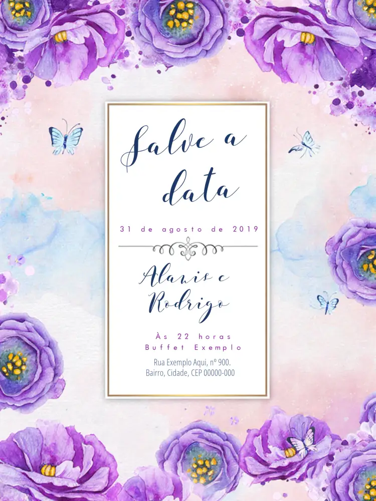 Invitación Boda Floral Lila