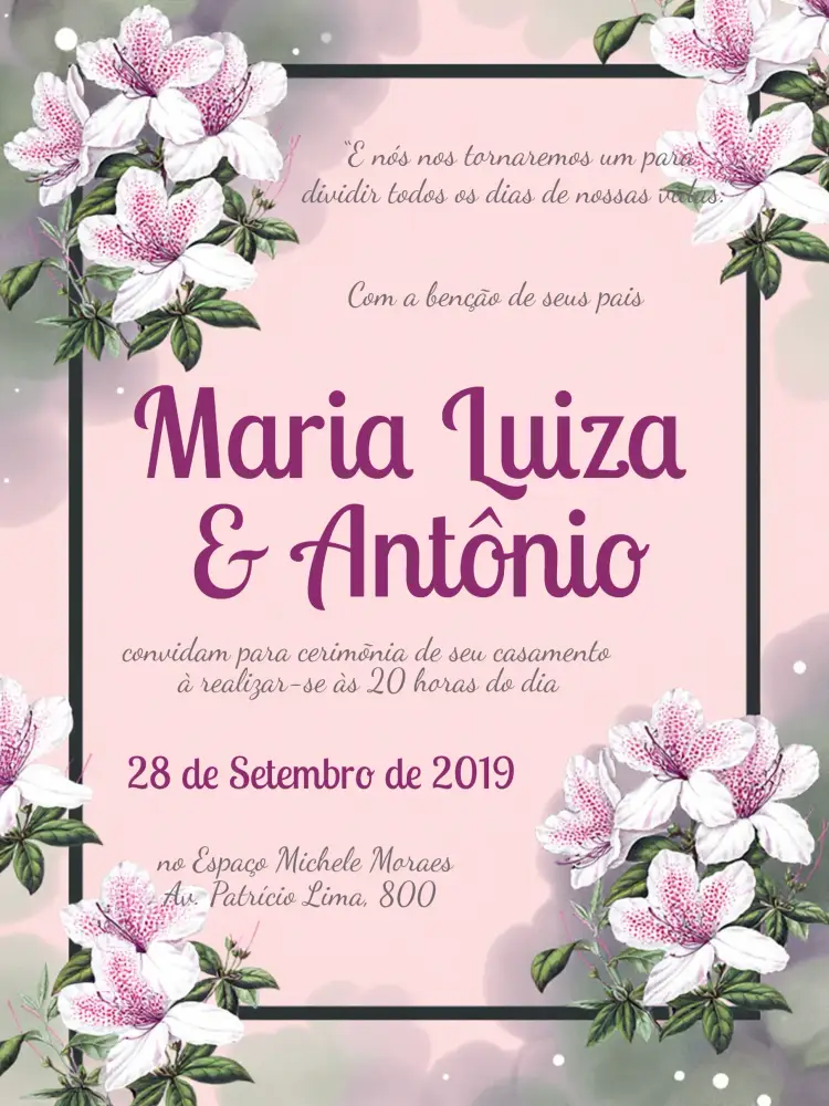 Invitación Boda Floral - Lila Púrpura
