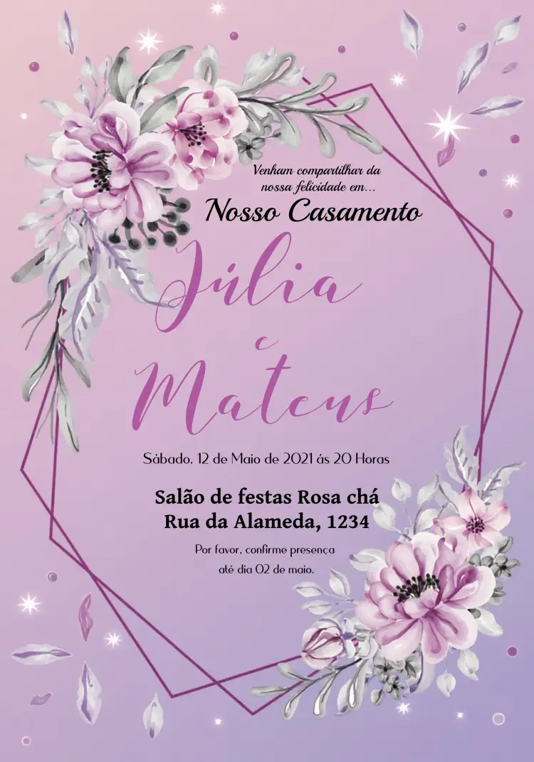 Convite Casamento Floral Lilaz