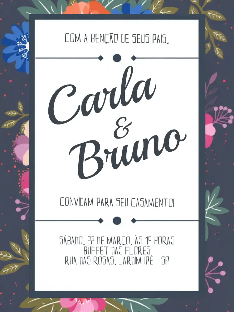 Convite Casamento Floral Minimalista