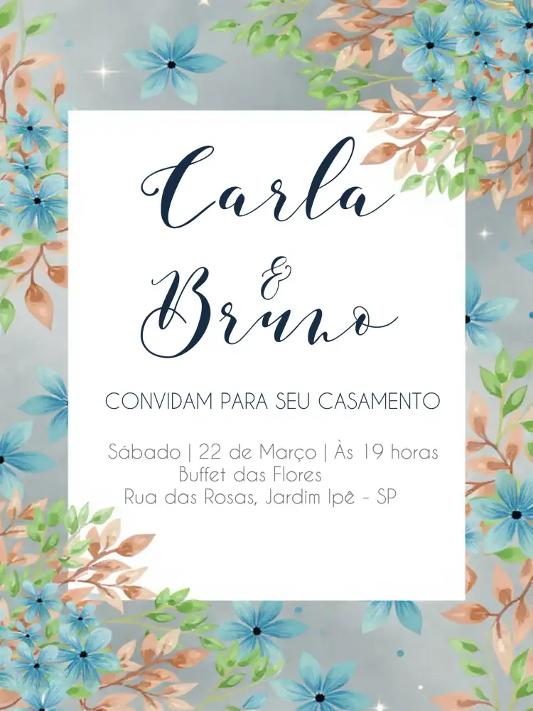 Casamento Floral Minimalista Azul