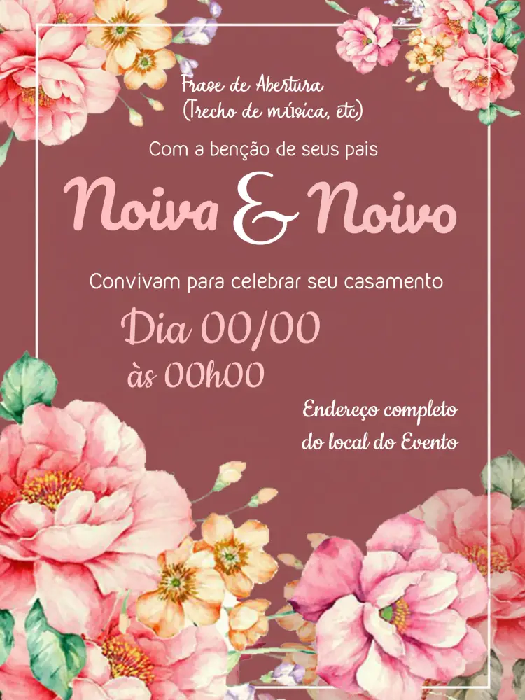 Convite Casamento Floral Moderno