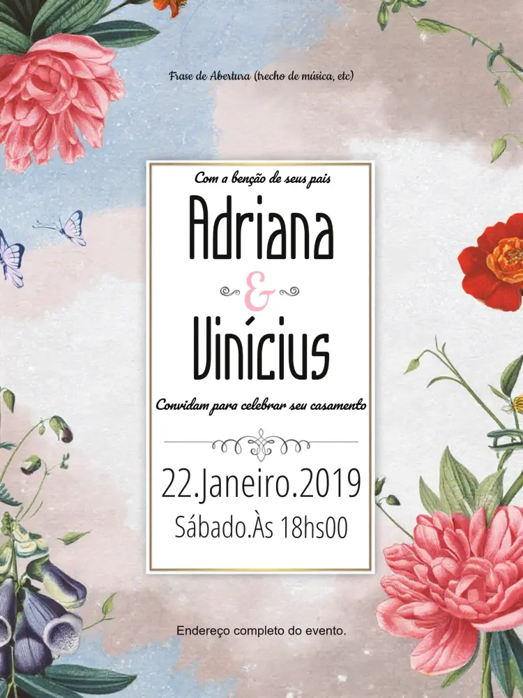 Convite Casamento Floral Noivado