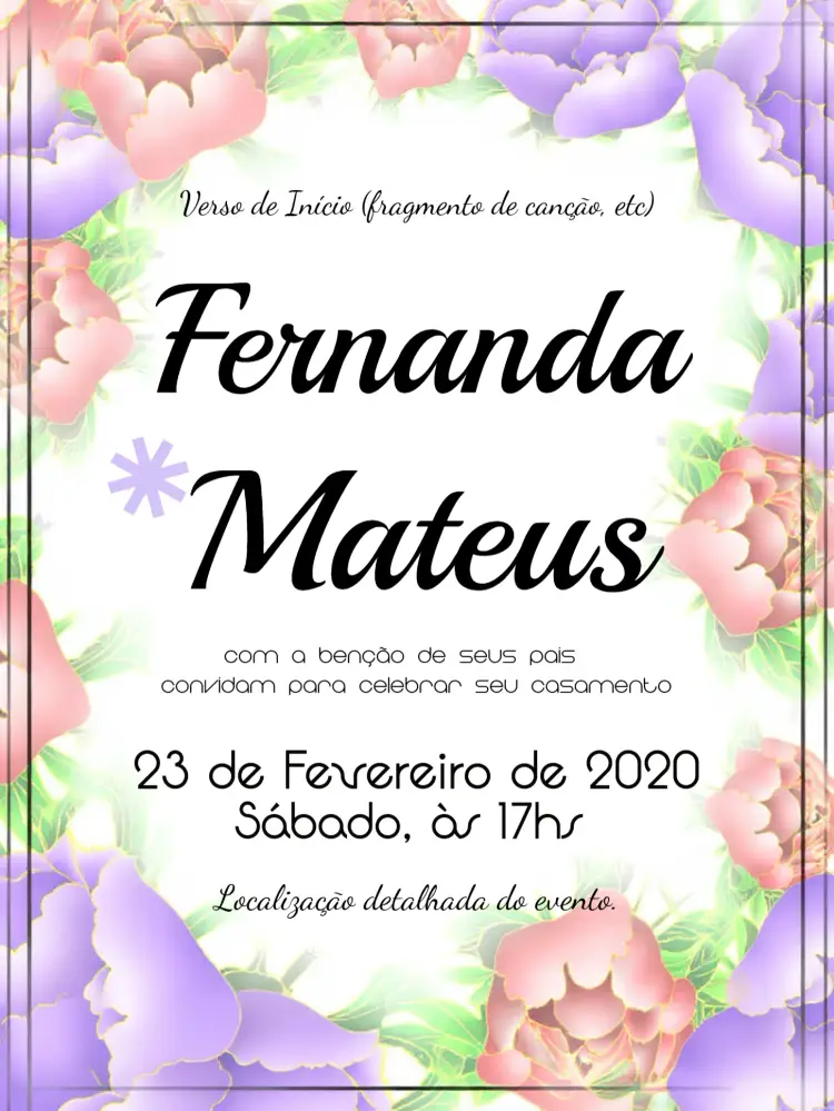 Convite Casamento Floral Noivado