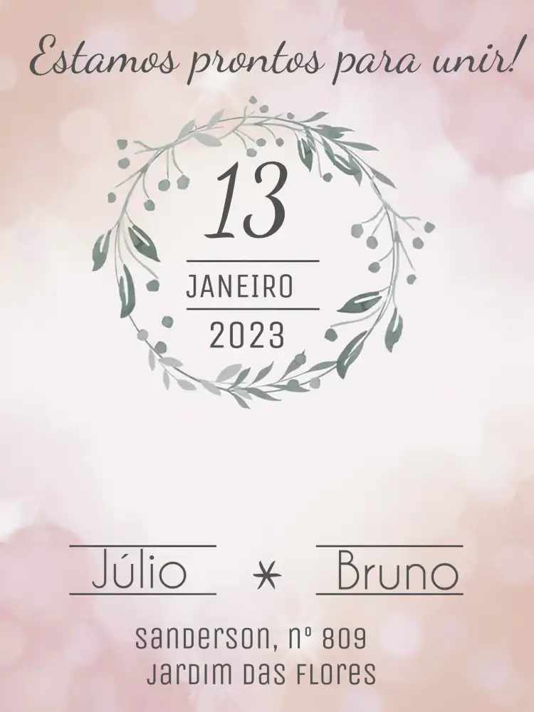 Convite Casamento Floral Noivado – tema Casamento floral, romântico, elegante, suave, moderno
