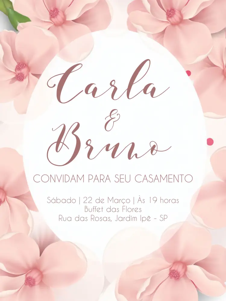 Convite Casamento Floral Rosa