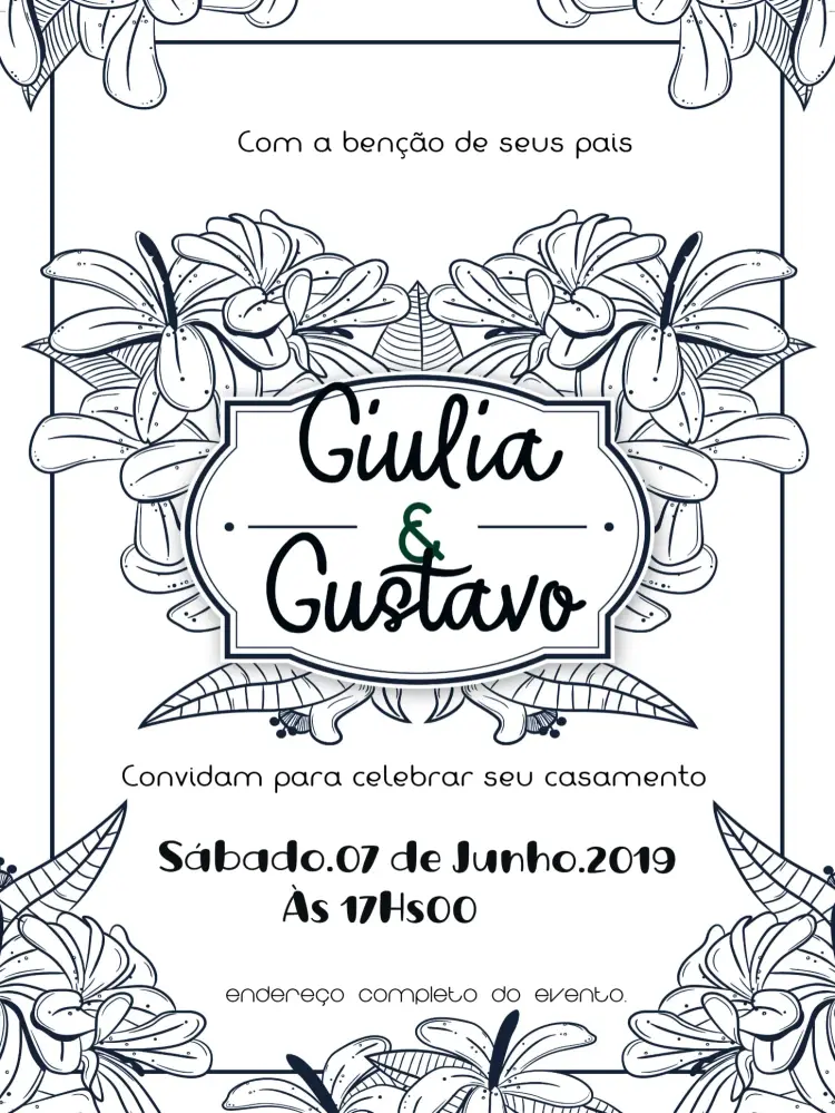 Convite Casamento Floral Rosas