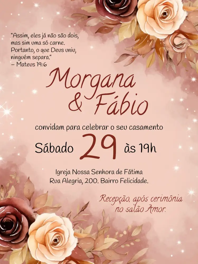Convite Casamento Floral Rustico – tema Casamento floral, rústico, elegante, natural, boho