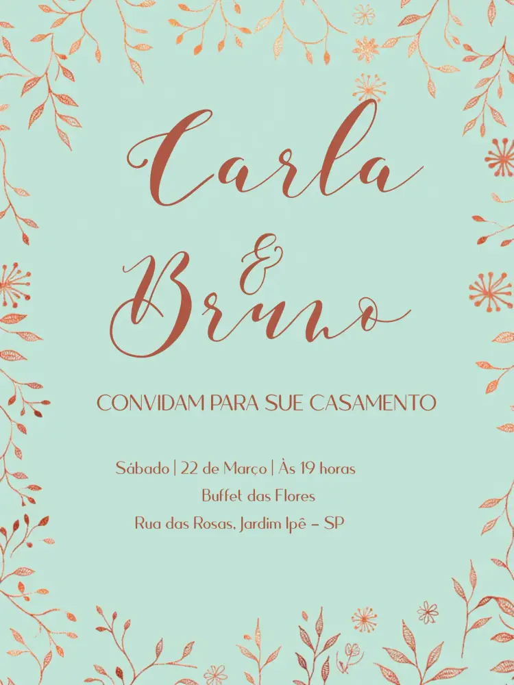 Convite Casamento Floral Verde