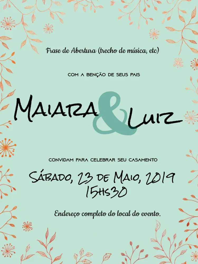 Convite Casamento Floral Verde