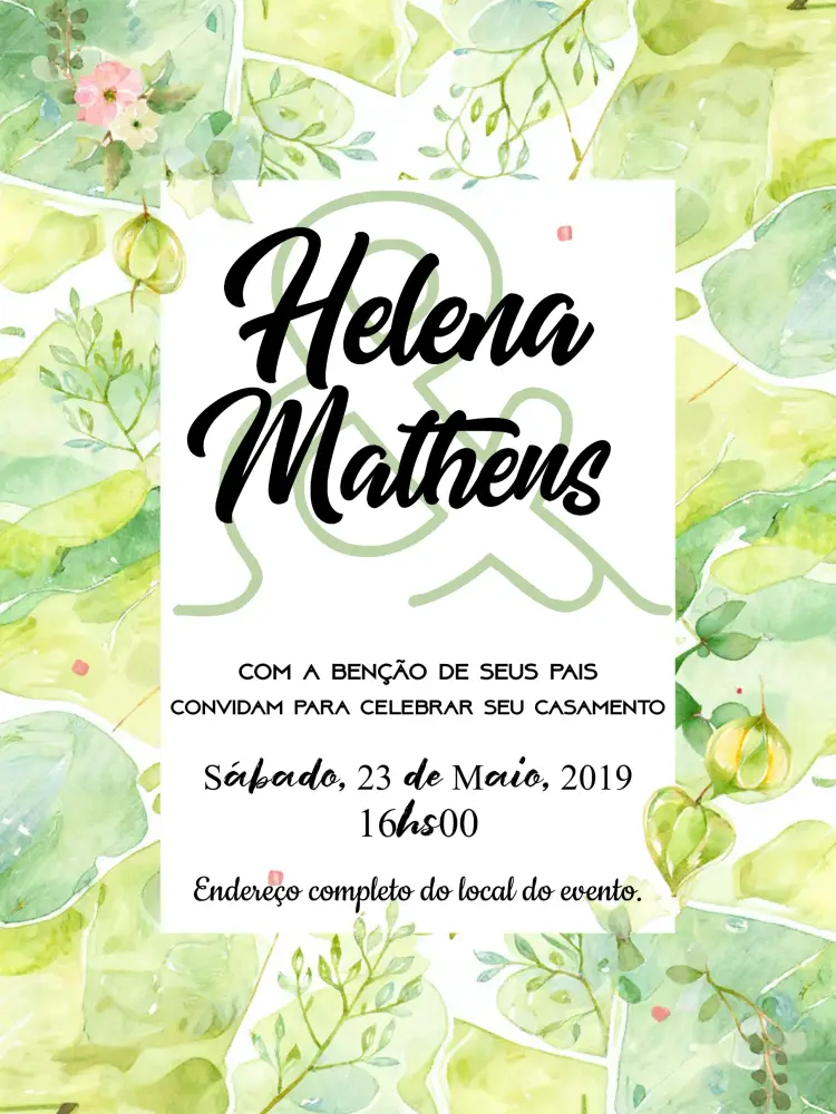 Convite Casamento Floral Verde