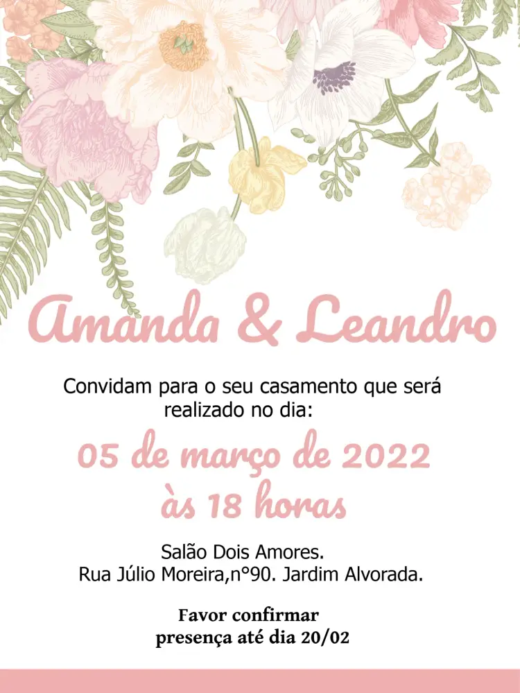 Convite Casamento Floral Verde